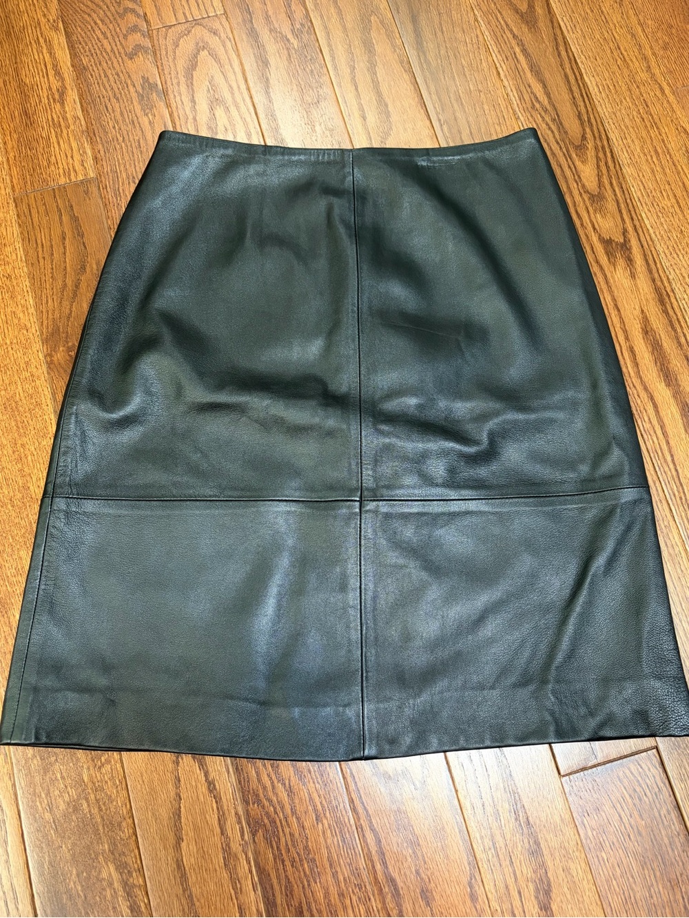 Vintage Gap Black Leather Paneled Midi Skirt A-Line 90s Y2K Size 8